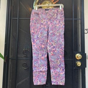Charter Club Bristol Skinny Ankle Paisley Pink Pants Jeans